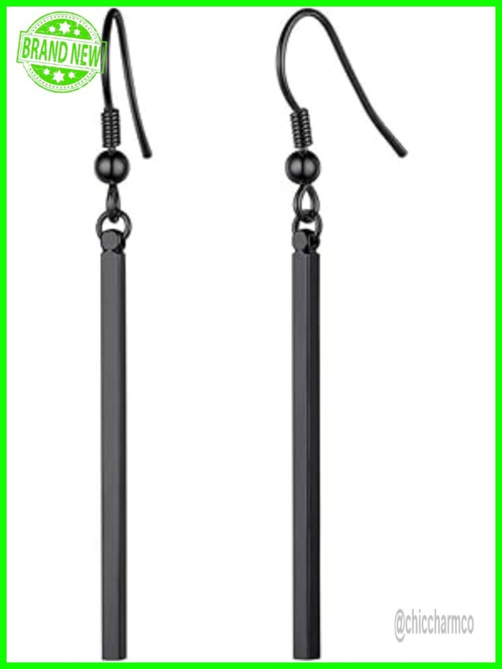 Stainless Steel 18K Gold Plated Bar Drop Earrings Dangle Hypoallergenic